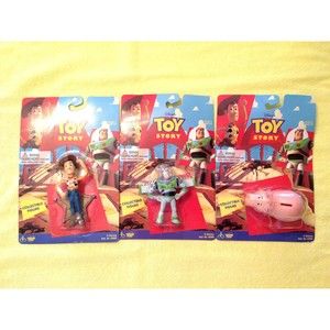 (3) Vintage Disney's Toy Story 1990's Woody Buzz Lightyear & Hamm Collectible
